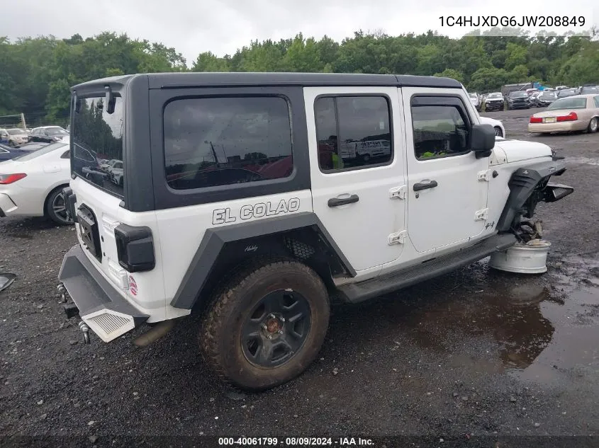 2018 Jeep Wrangler Unlimited Sport S 4X4 VIN: 1C4HJXDG6JW208849 Lot: 40061799