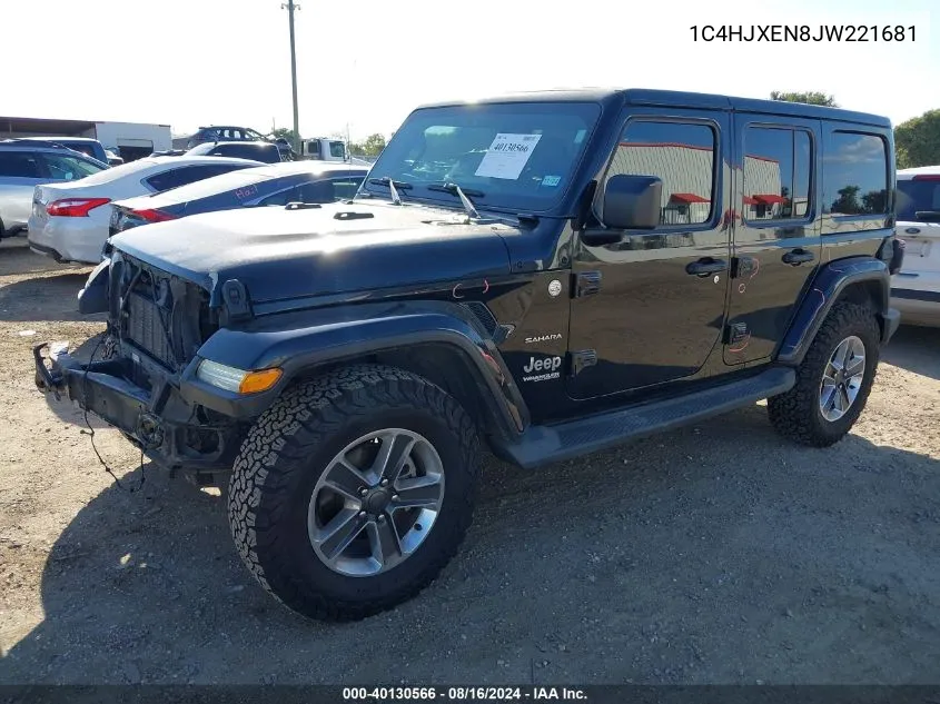 2018 Jeep Wrangler Unlimited Sahara 4X4 VIN: 1C4HJXEN8JW221681 Lot: 40130566