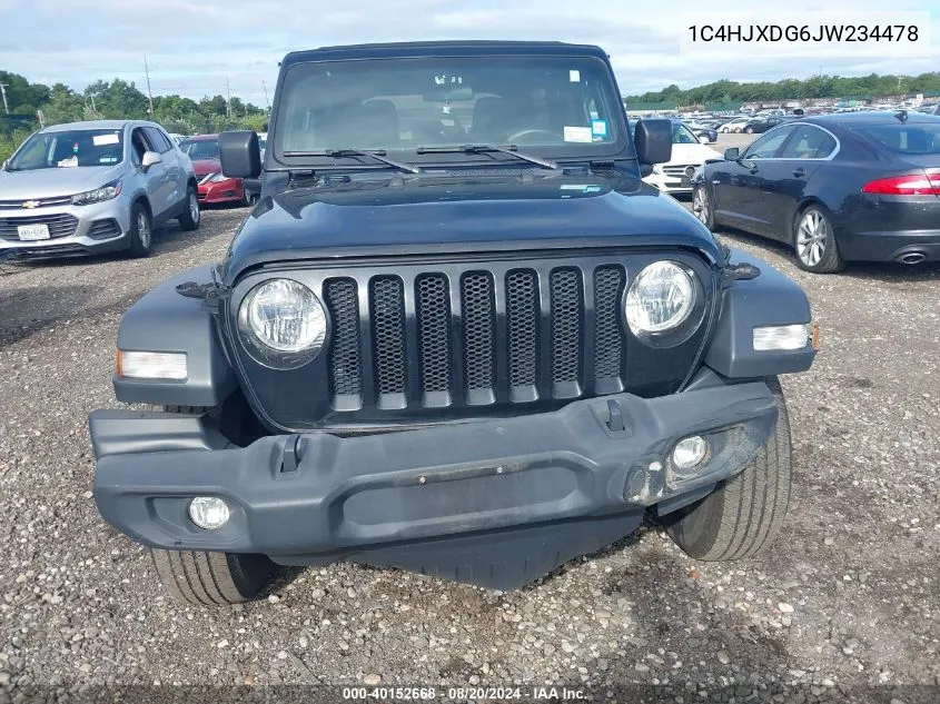 2018 Jeep Wrangler Unlimited Sport VIN: 1C4HJXDG6JW234478 Lot: 40152668