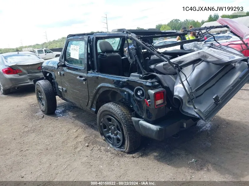 2018 Jeep Wrangler Sport 4X4 VIN: 1C4GJXAN6JW199293 Lot: 40158522