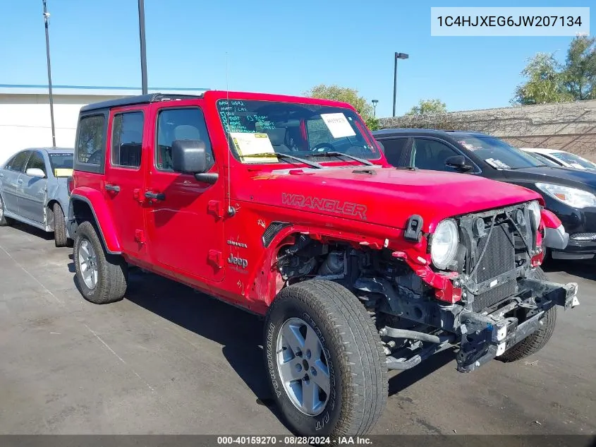 2018 Jeep Wrangler Unlimited Sahara 4X4 VIN: 1C4HJXEG6JW207134 Lot: 40159270