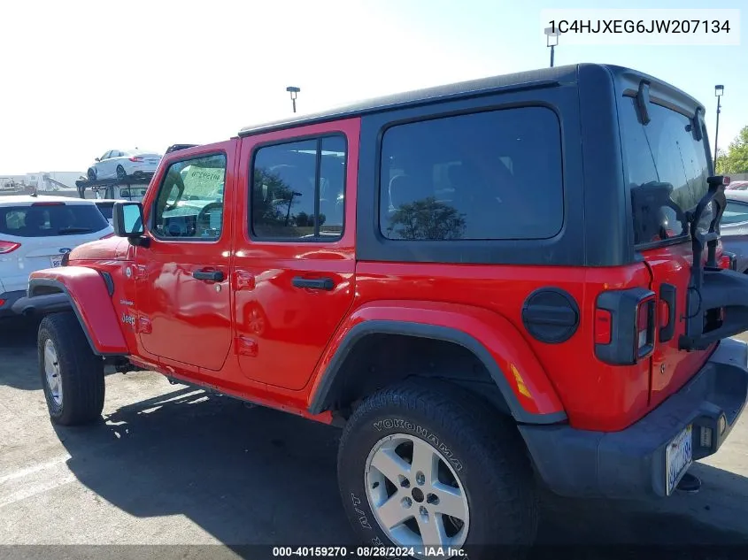 2018 Jeep Wrangler Unlimited Sahara 4X4 VIN: 1C4HJXEG6JW207134 Lot: 40159270