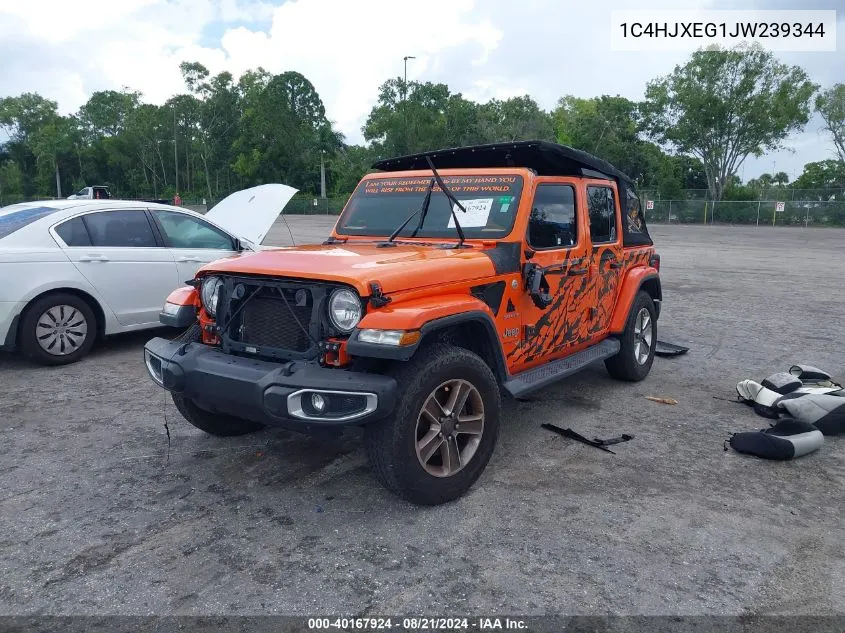 2018 Jeep Wrangler Unlimited Sahara 4X4 VIN: 1C4HJXEG1JW239344 Lot: 40167924