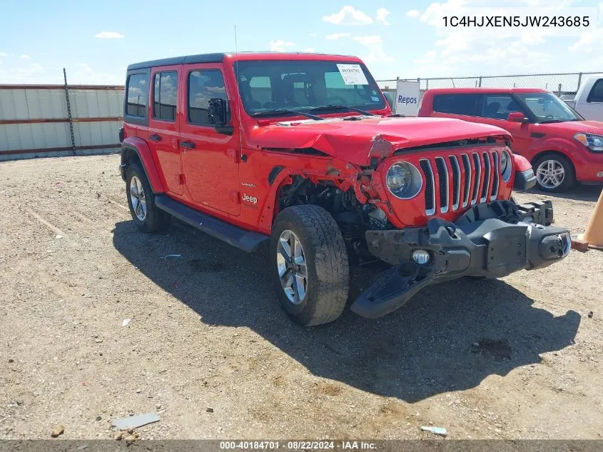 2018 Jeep Wrangler Unlimited Sahara 4X4 VIN: 1C4HJXEN5JW243685 Lot: 40184701