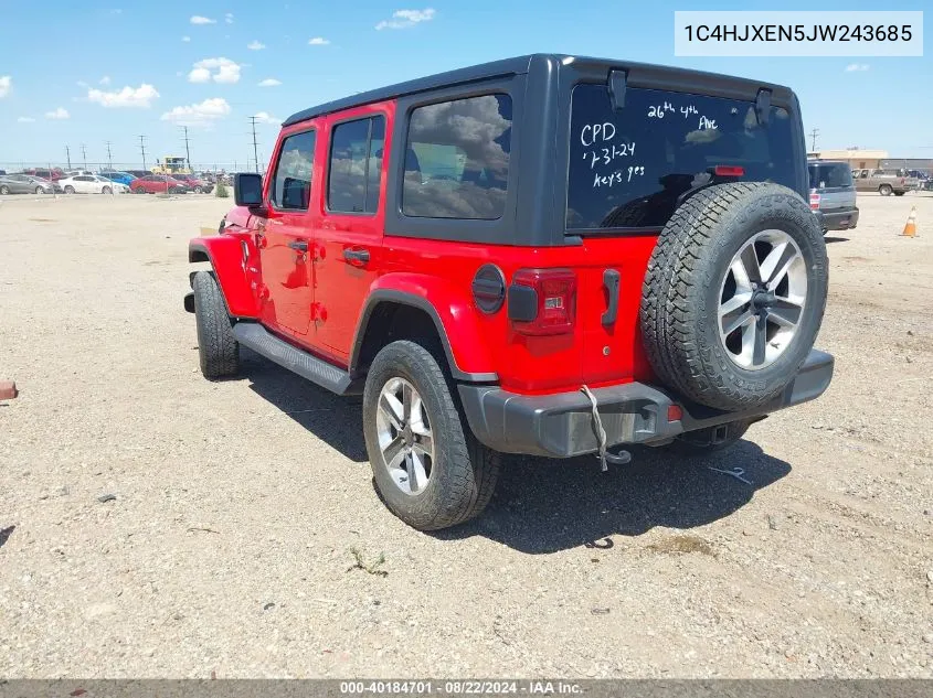 2018 Jeep Wrangler Unlimited Sahara 4X4 VIN: 1C4HJXEN5JW243685 Lot: 40184701