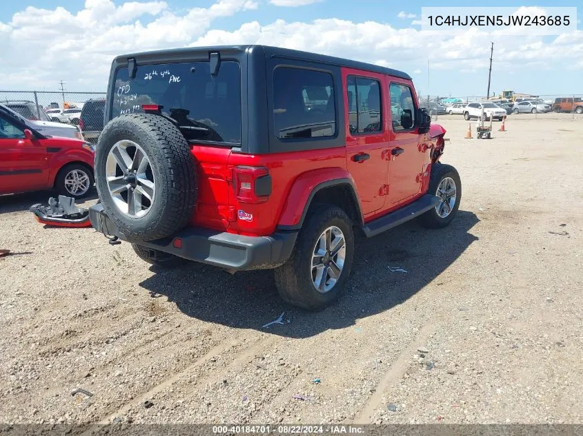 2018 Jeep Wrangler Unlimited Sahara 4X4 VIN: 1C4HJXEN5JW243685 Lot: 40184701