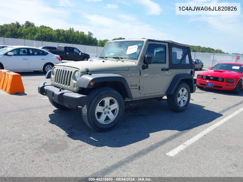 2018 Jeep Wrangler Jk Sport S 4X4 VIN: 1C4AJWAG6JL820826 Lot: 40216950