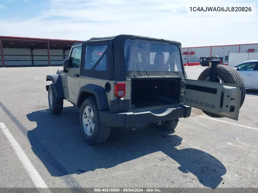 2018 Jeep Wrangler Jk Sport S 4X4 VIN: 1C4AJWAG6JL820826 Lot: 40216950