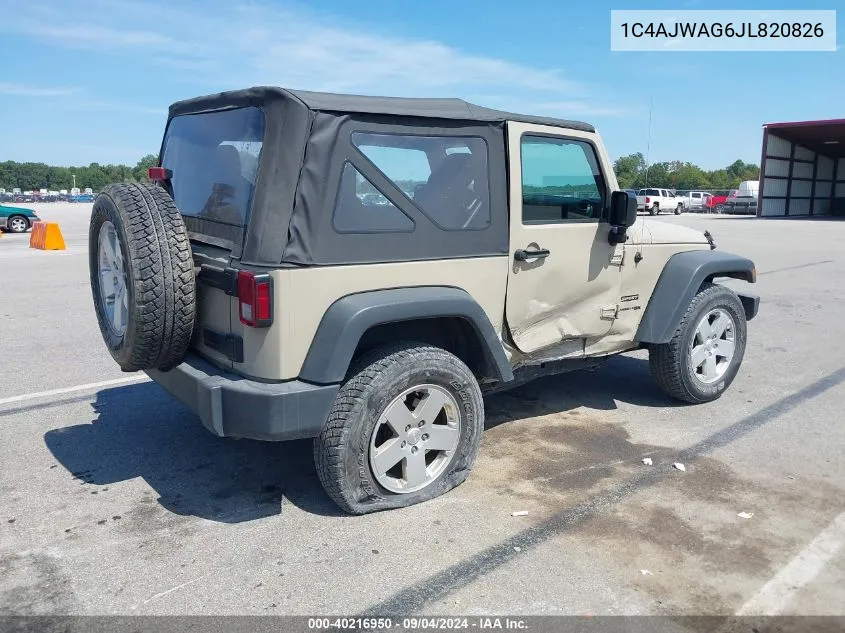 2018 Jeep Wrangler Jk Sport S 4X4 VIN: 1C4AJWAG6JL820826 Lot: 40216950