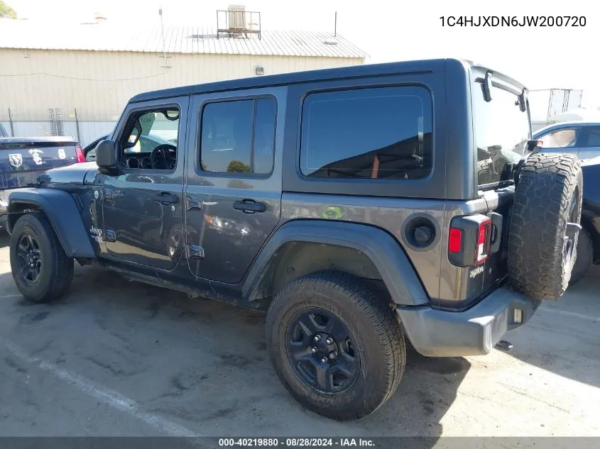 1C4HJXDN6JW200720 2018 Jeep Wrangler Unlimited Sport 4X4