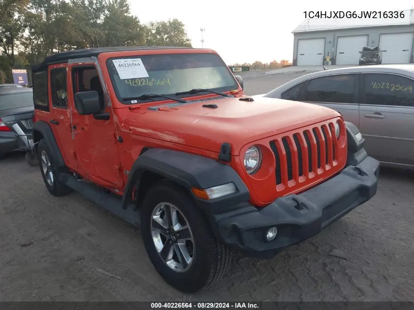 2018 Jeep Wrangler Unlimited Sport S 4X4 VIN: 1C4HJXDG6JW216336 Lot: 40226564