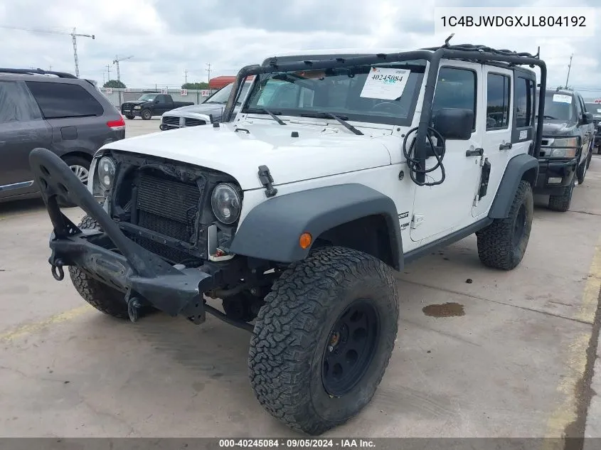 1C4BJWDGXJL804192 2018 Jeep Wrangler Jk Unlimited Sport S 4X4