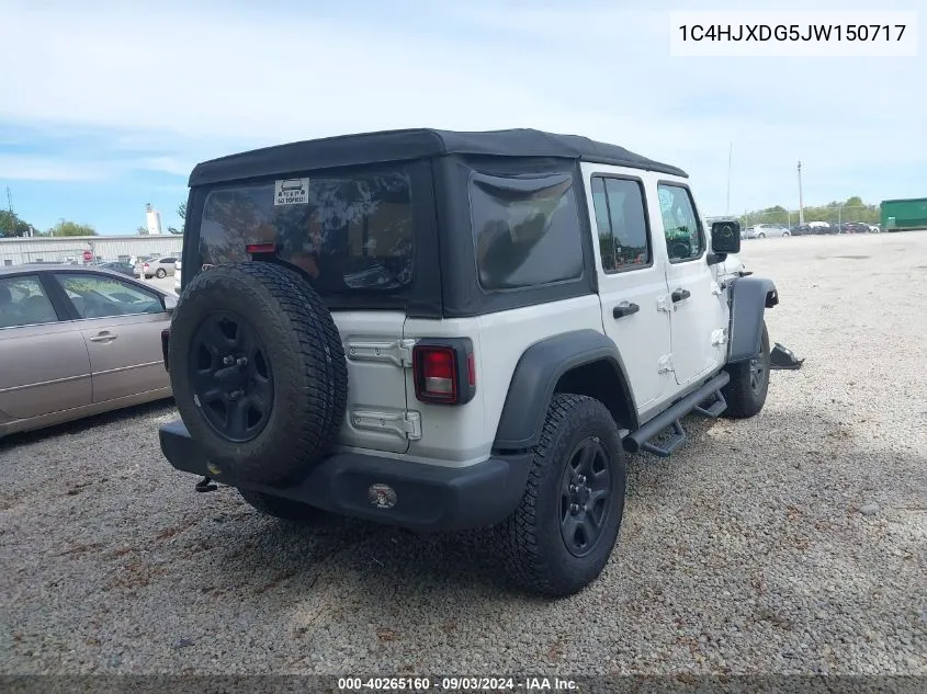 2018 Jeep Wrangler Unlimited Sport 4X4 VIN: 1C4HJXDG5JW150717 Lot: 40265160