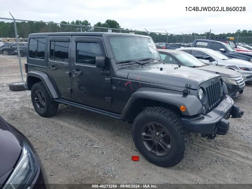 2018 Jeep Wrangler Jk Unlimited Sport VIN: 1C4BJWDG2JL860028 Lot: 40273284