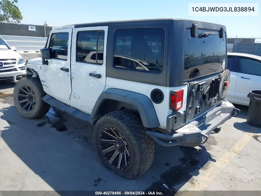 1C4BJWDG3JL838894 2018 Jeep Wrangler Jk Unlimited Sport S 4X4