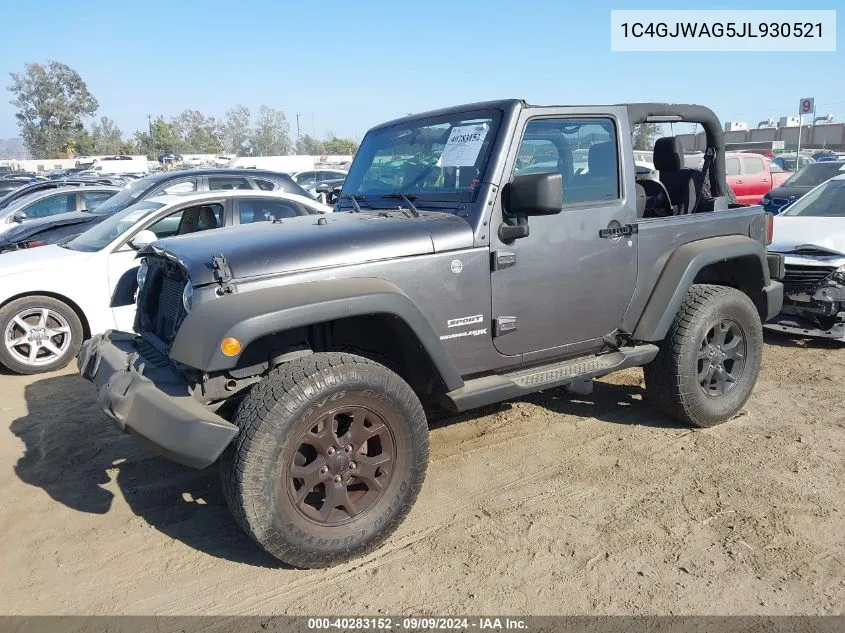 2018 Jeep Wrangler Jk Sport S 4X4 VIN: 1C4GJWAG5JL930521 Lot: 40283152