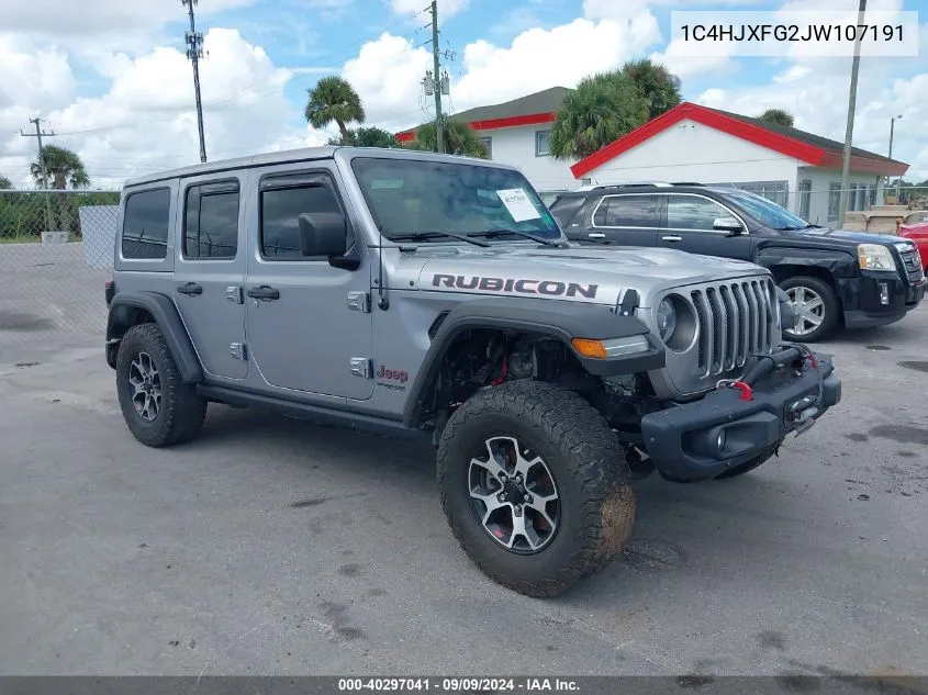 2018 Jeep Wrangler Unlimited Rubicon 4X4 VIN: 1C4HJXFG2JW107191 Lot: 40297041