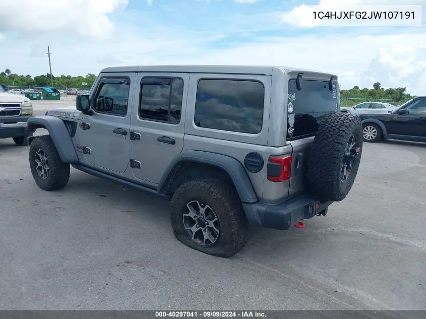 2018 Jeep Wrangler Unlimited Rubicon 4X4 VIN: 1C4HJXFG2JW107191 Lot: 40297041