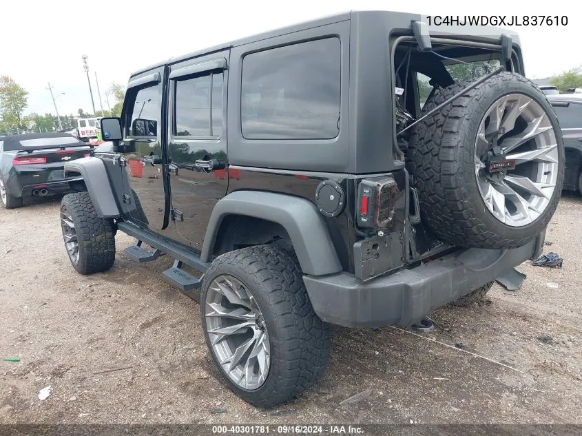 2018 Jeep Wrangler Jk Unlimited Sport S 4X4 VIN: 1C4HJWDGXJL837610 Lot: 40301781