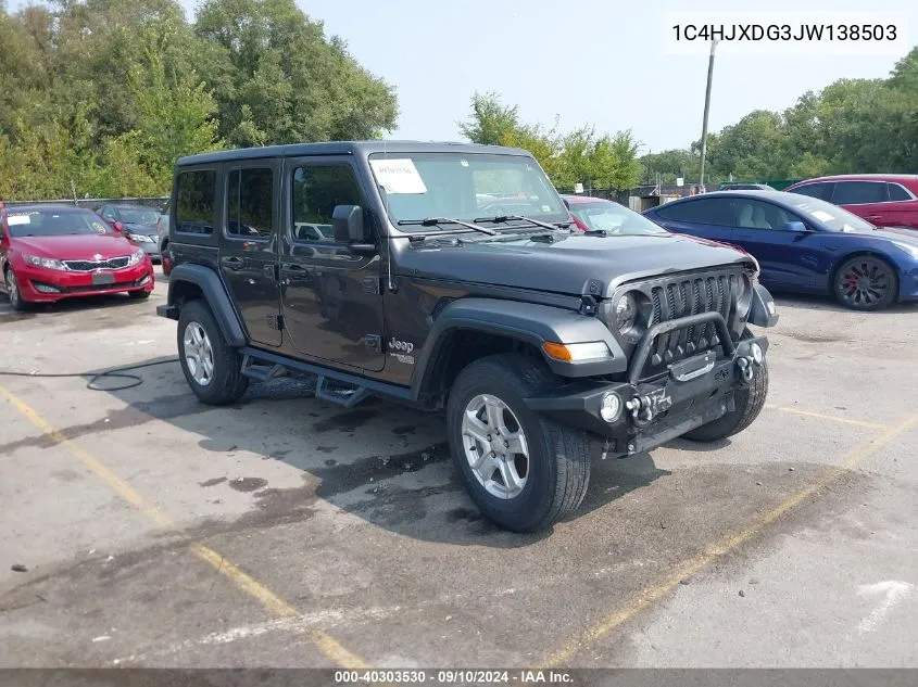 2018 Jeep Wrangler Unlimited Sport S 4X4 VIN: 1C4HJXDG3JW138503 Lot: 40303530