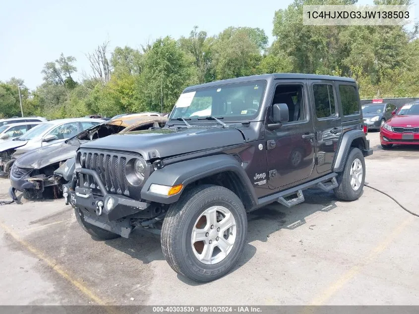 1C4HJXDG3JW138503 2018 Jeep Wrangler Unlimited Sport S 4X4