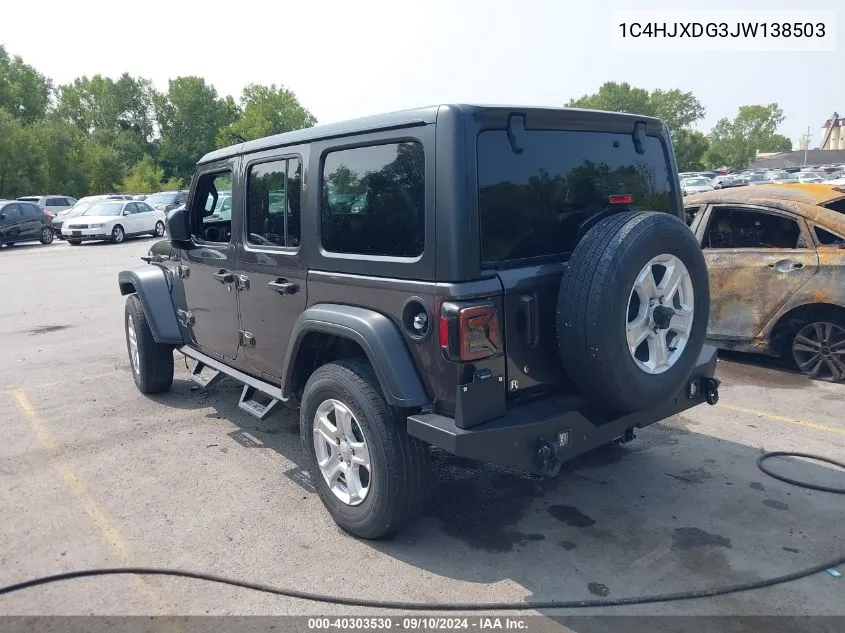 2018 Jeep Wrangler Unlimited Sport S 4X4 VIN: 1C4HJXDG3JW138503 Lot: 40303530