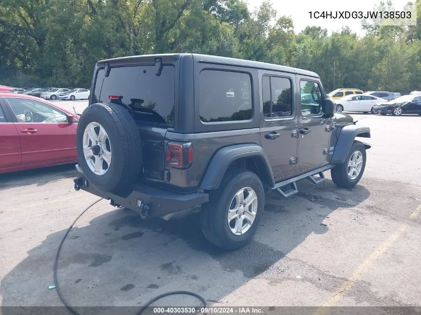 2018 Jeep Wrangler Unlimited Sport S 4X4 VIN: 1C4HJXDG3JW138503 Lot: 40303530