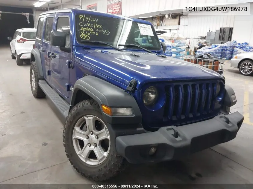 2018 Jeep Wrangler Unlimited Sport S 4X4 VIN: 1C4HJXDG4JW186978 Lot: 40315556