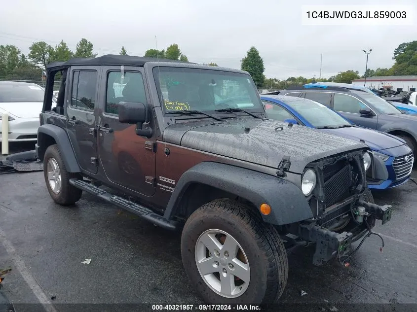 2018 Jeep Wrangler Jk Unlimited Sport VIN: 1C4BJWDG3JL859003 Lot: 40321957