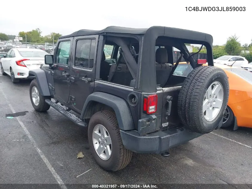 2018 Jeep Wrangler Jk Unlimited Sport VIN: 1C4BJWDG3JL859003 Lot: 40321957