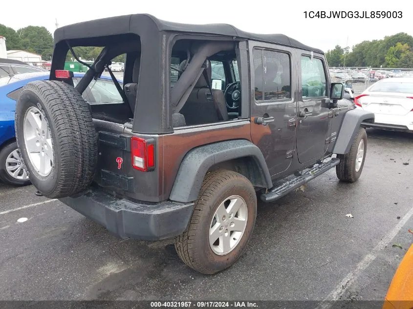 2018 Jeep Wrangler Jk Unlimited Sport VIN: 1C4BJWDG3JL859003 Lot: 40321957