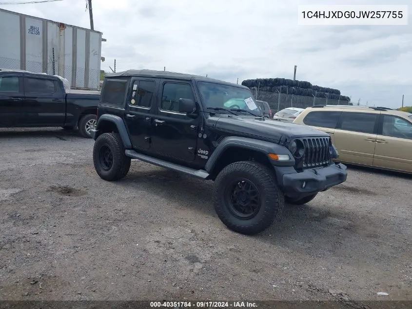 1C4HJXDG0JW257755 2018 Jeep Wrangler Unlimited Sport S 4X4