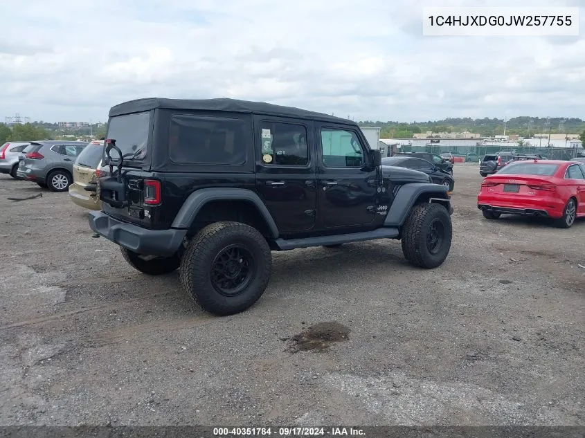 2018 Jeep Wrangler Unlimited Sport S 4X4 VIN: 1C4HJXDG0JW257755 Lot: 40351784