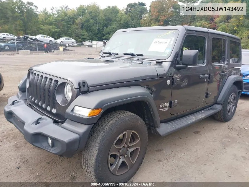 1C4HJXDG5JW143492 2018 Jeep Wrangler Unlimited Sport S 4X4