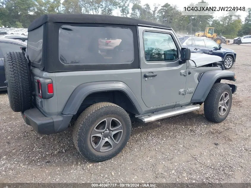 1C4GJXAN2JW224948 2018 Jeep Wrangler Sport S 4X4