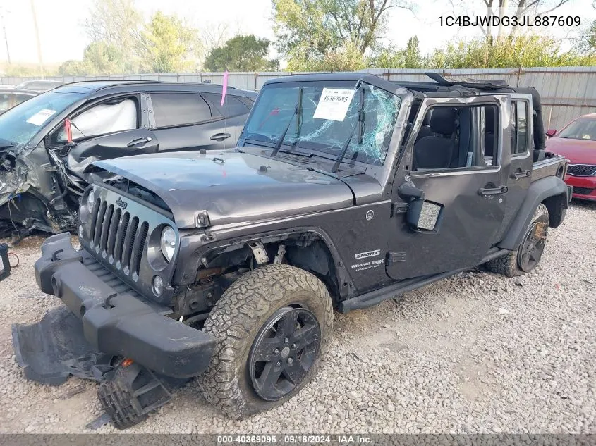 2018 Jeep Wrangler Jk Unlimited Sport VIN: 1C4BJWDG3JL887609 Lot: 40369095