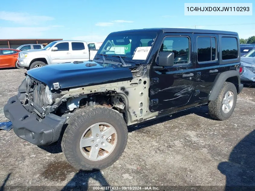 2018 Jeep Wrangler Unlimited Sport S 4X4 VIN: 1C4HJXDGXJW110293 Lot: 40377433