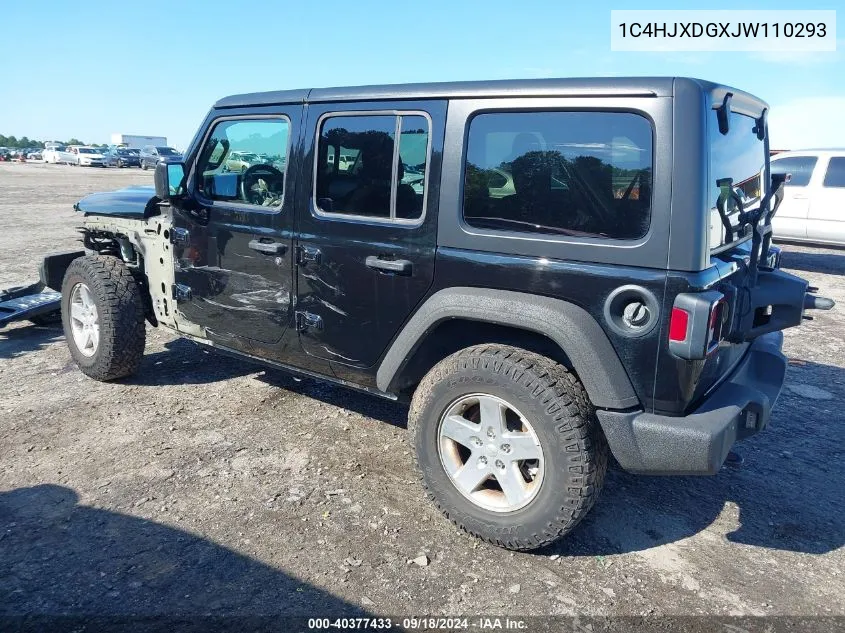 2018 Jeep Wrangler Unlimited Sport S 4X4 VIN: 1C4HJXDGXJW110293 Lot: 40377433