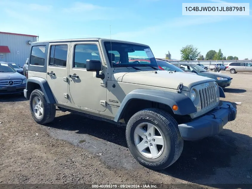 2018 Jeep Wrangler Jk Unlimited Sport S 4X4 VIN: 1C4BJWDG1JL887981 Lot: 40395319