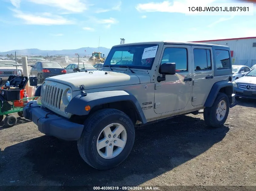 2018 Jeep Wrangler Jk Unlimited Sport S 4X4 VIN: 1C4BJWDG1JL887981 Lot: 40395319