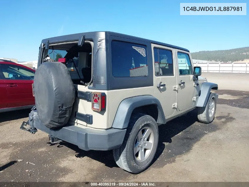 2018 Jeep Wrangler Jk Unlimited Sport S 4X4 VIN: 1C4BJWDG1JL887981 Lot: 40395319