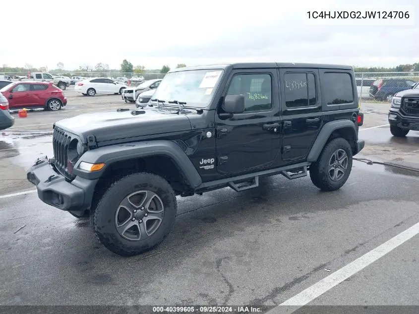 2018 Jeep Wrangler Unlimited Sport S 4X4 VIN: 1C4HJXDG2JW124706 Lot: 40399605