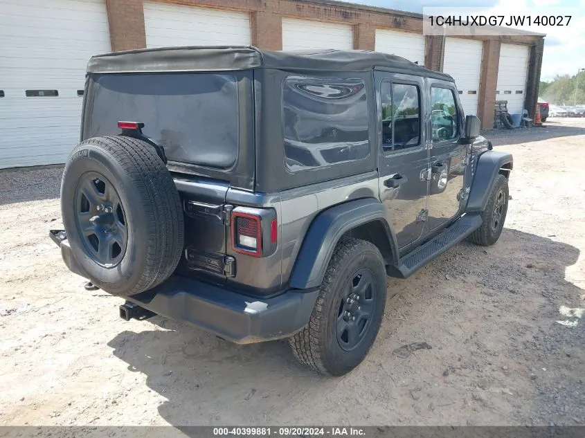 1C4HJXDG7JW140027 2018 Jeep Wrangler Unlimited Sport 4X4