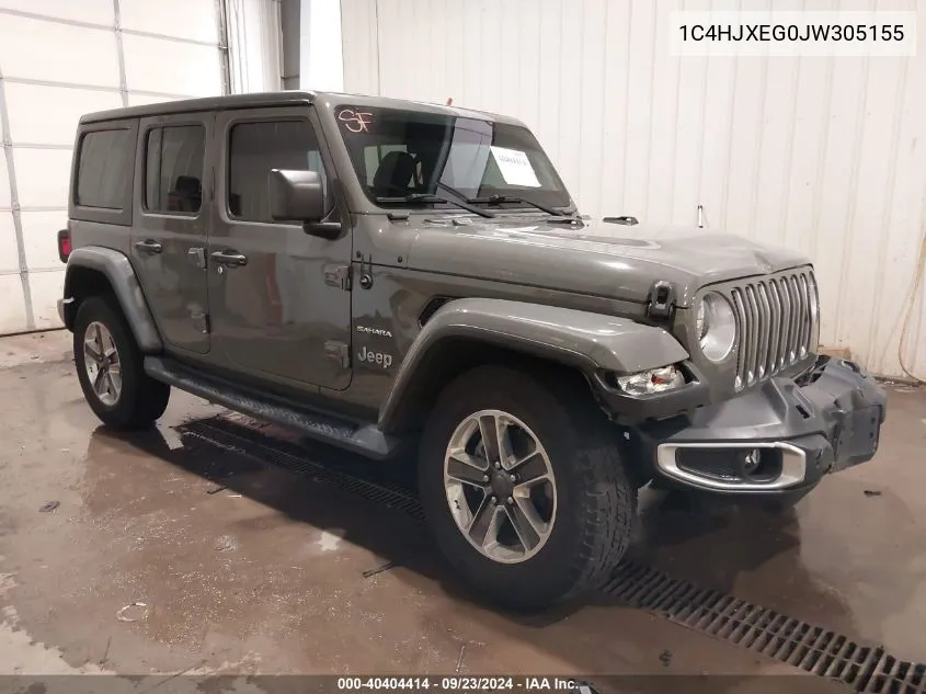 2018 Jeep Wrangler Unlimited Sahara 4X4 VIN: 1C4HJXEG0JW305155 Lot: 40404414