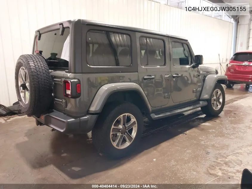 2018 Jeep Wrangler Unlimited Sahara 4X4 VIN: 1C4HJXEG0JW305155 Lot: 40404414