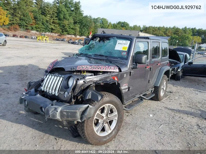 2018 Jeep Wrangler Unlimited Sport VIN: 1C4HJWDG0JL929762 Lot: 40411422