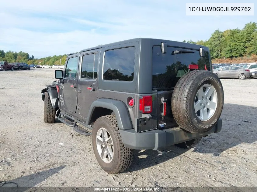 2018 Jeep Wrangler Unlimited Sport VIN: 1C4HJWDG0JL929762 Lot: 40411422