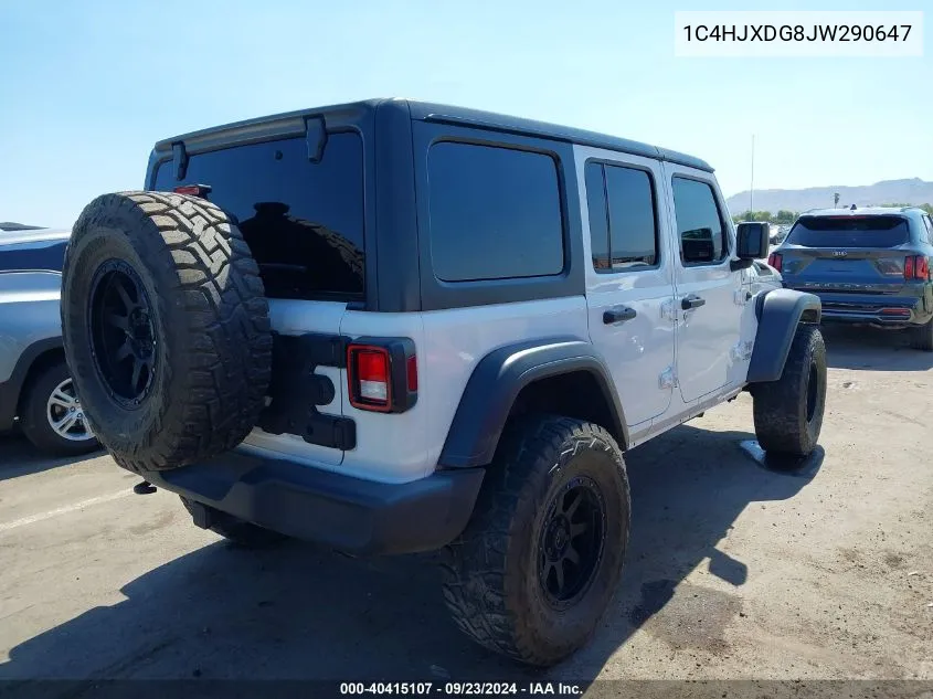 2018 Jeep Wrangler Unlimited Sport S 4X4 VIN: 1C4HJXDG8JW290647 Lot: 40415107