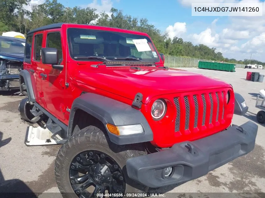 2018 Jeep Wrangler Unlimited Sport 4X4 VIN: 1C4HJXDG7JW141260 Lot: 40416586