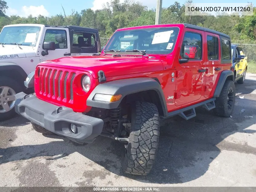 2018 Jeep Wrangler Unlimited Sport 4X4 VIN: 1C4HJXDG7JW141260 Lot: 40416586